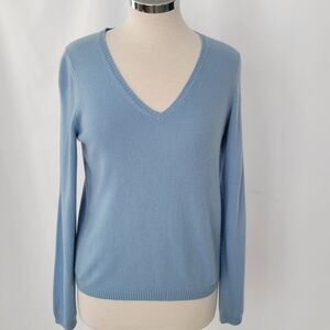 Neiman Marcus Women's Blue V-Neck Cashmere Sweater EUC Sz S